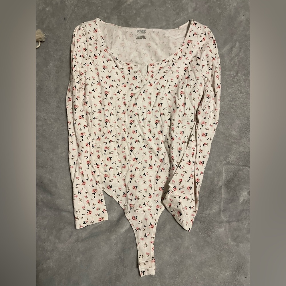 PINK floral long sleeve bodysuit